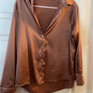 Elegant Brown Satin Women's Top